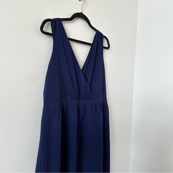 Park & Fifth- Navy Wrap Front Midi Dress (Size:14) - Picture 7 of 10